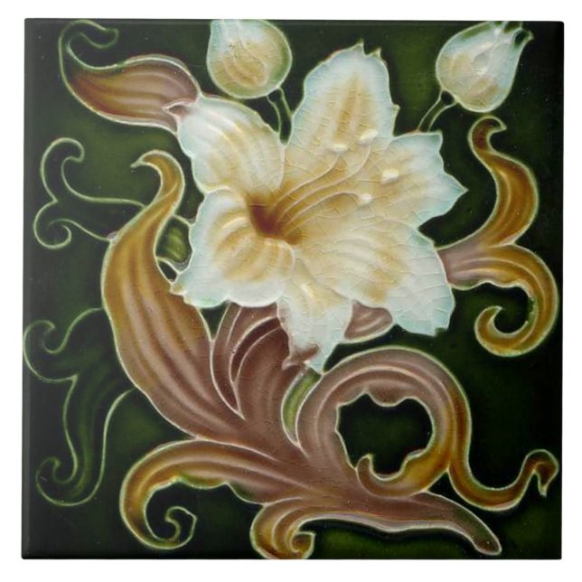 Azulejo Art nouveau ceramic tile (Front)