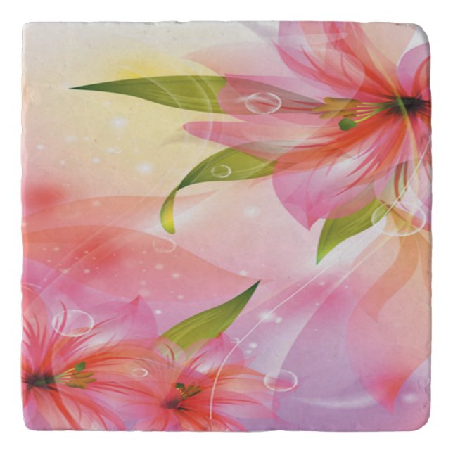 Azulejo Beautiful flower de Ceramica Trivet (Front)