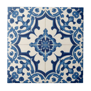 Azulejo blue and white mosaic vintage bulk ceramic tile