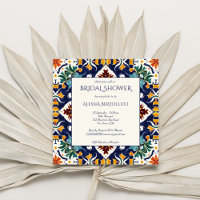 Azulejo blue colorful Mediterranean bridal shower