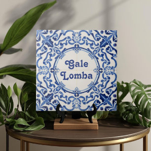 Azulejo Blue Custom House Name Plate Plaque Sign  Ceramic Tile