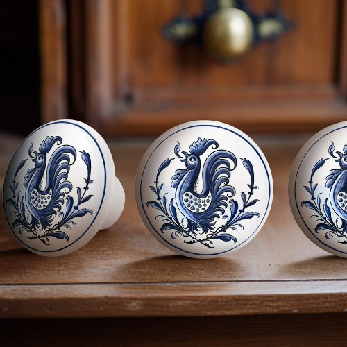 Azulejo Blue Galo de Barcelos Rooster Animal Ceramic Knob
