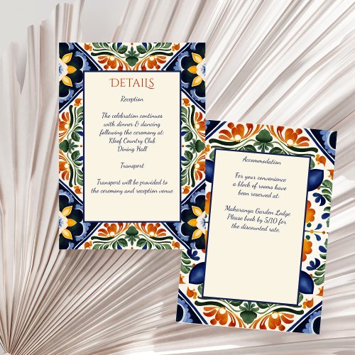 Azulejo blue Talavera vintage Mexican wedding Enclosure Card