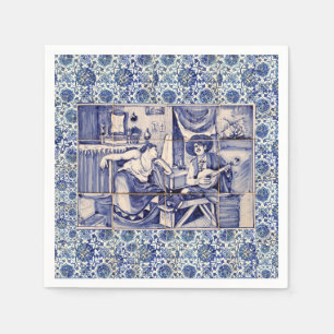 Azulejo Blue Tile Cocktail Napkins