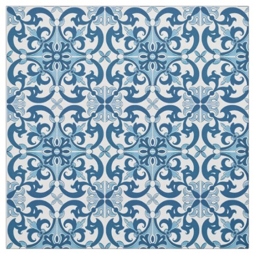 Azulejo Fleur De Lis Style Pattern Fabric