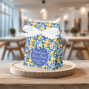 Azulejo Lemons Blue Leaves Baby Shower Favor Boxes