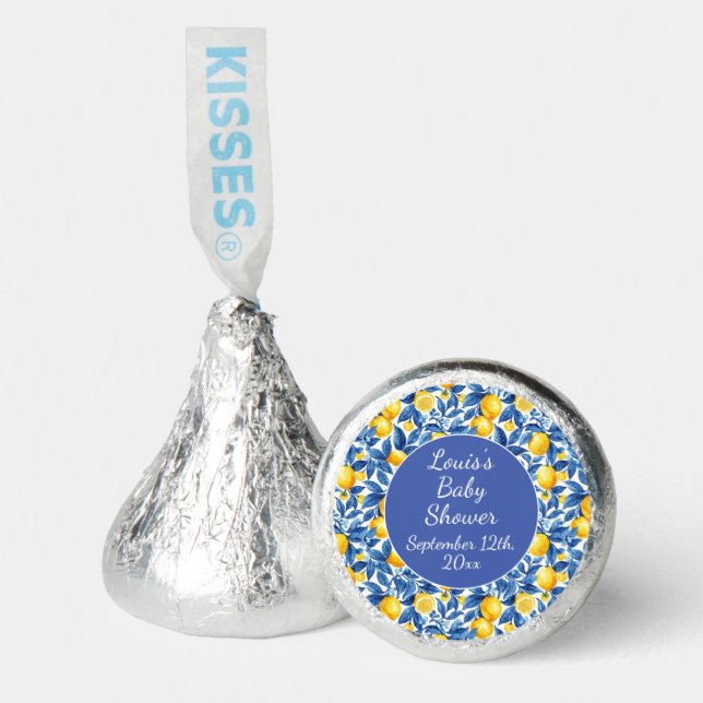 Azulejo Lemons Blue Leaves Baby Shower Hershey®'s Kisses® (Front)