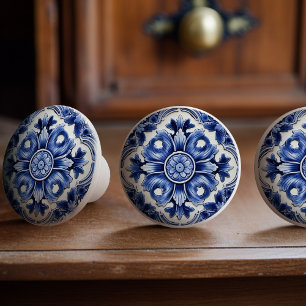 Azulejo Lisbon Patterned Talavera Ceramic Design Ceramic Knob