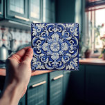 Azulejo Lisbon Patterned Talavera Ceramic Design Ceramic Tile<br><div class="desc">Indigo Azulejo Blue Portuguese Lisbon decorative Talavera ceramic tiles are a beautiful and unique addition to any home. A high-quality product with a timeless esthetic. The blue color of the tiles is inspired by the indigo blue of Lisbon's famous azulejo tiles, adding a touch of history and culture to your...</div>