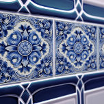 Azulejo Lisbon Patterned Talavera Ceramic Design Ceramic Tile<br><div class="desc">Indigo Azulejo Blue Portuguese Lisbon decorative Talavera ceramic tiles are a beautiful and unique addition to any home. A high-quality product with a timeless esthetic. The blue color of the tiles is inspired by the indigo blue of Lisbon's famous azulejo tiles, adding a touch of history and culture to your...</div>