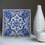 Azulejo Lisbon Patterned Talavera Ceramic Design Ceramic Tile<br><div class="desc">Indigo Azulejo Blue Portuguese Lisbon decorative Talavera ceramic tiles are a beautiful and unique addition to any home. A high-quality product with a timeless esthetic. The blue color of the tiles is inspired by the indigo blue of Lisbon's famous azulejo tiles, adding a touch of history and culture to your...</div>
