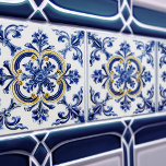 Azulejo Lisbon Patterned Talavera Ceramic Design Ceramic Tile<br><div class="desc">Indigo Azulejo Blue Portuguese Lisbon decorative Talavera ceramic tiles are a beautiful and unique addition to any home. A high-quality product with a timeless esthetic. The blue color of the tiles is inspired by the indigo blue of Lisbon's famous azulejo tiles, adding a touch of history and culture to your...</div>