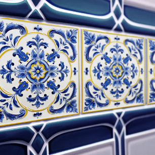 Azulejo Lisbon Patterned Talavera Ceramic Design Ceramic Tile