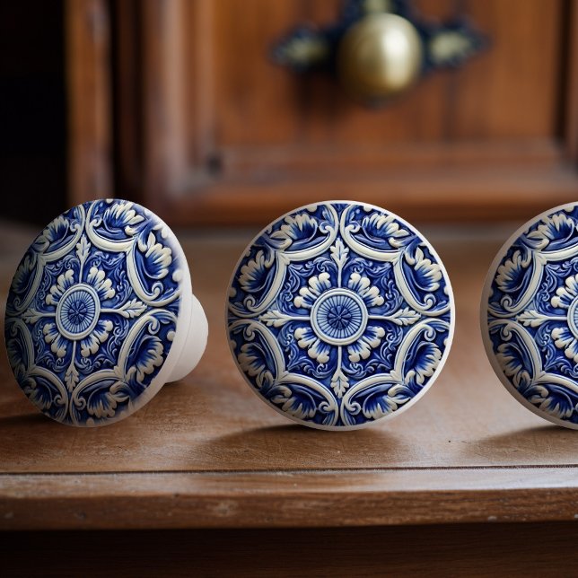 Azulejo Lisbon Patterned Talavera Ceramic Design Knob (Creator Uploaded)