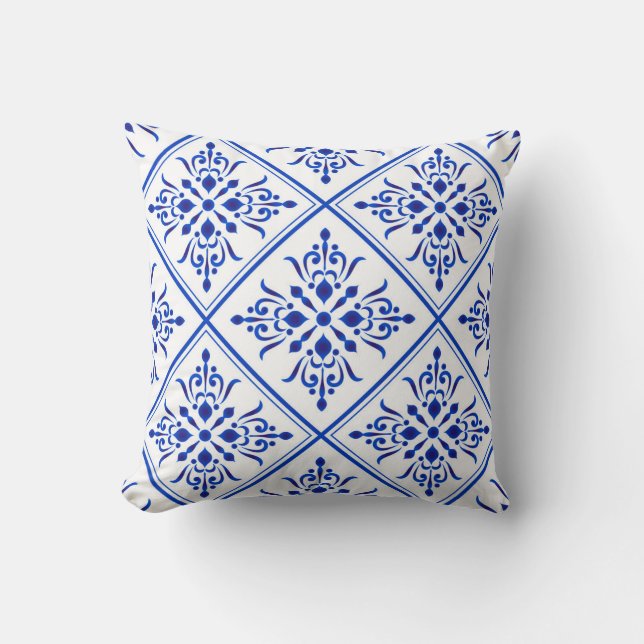 Azulejo mosaic tile pattern from Portugal. Throw Pillow (Front)