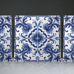 Azulejo Navy Iberian Lisbon Architectural Motif Ceramic Tile<br><div class="desc">Indigo Azulejo Blue Portuguese Lisbon decorative ceramic tiles are a beautiful and unique addition to any home. A high-quality product with a timeless aesthetic. The blue color of the tiles is inspired by the indigo blue of Lisbon's famous azulejo tiles, adding a touch of history and culture to your space....</div>