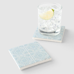 Azulejo Pastel Blue Portuguese Tiles Paper Coaster
