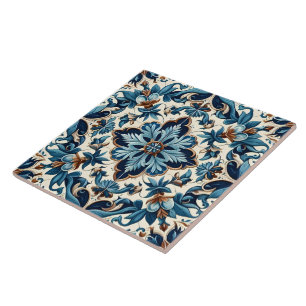 Azulejo Porcelain Blue Tile Mediterranean Pattern