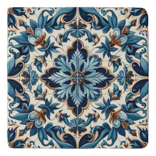 Azulejo Porcelain Blue Tile Mediterranean Pattern Trivet