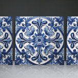 Azulejo Portuguese Marine Lisbon Ornamental Art Ceramic Tile<br><div class="desc">Indigo Azulejo Blue Portuguese Lisbon decorative ceramic tiles are a beautiful and unique addition to any home. A high-quality product with a timeless aesthetic. The blue color of the tiles is inspired by the indigo blue of Lisbon's famous azulejo tiles, adding a touch of history and culture to your space....</div>