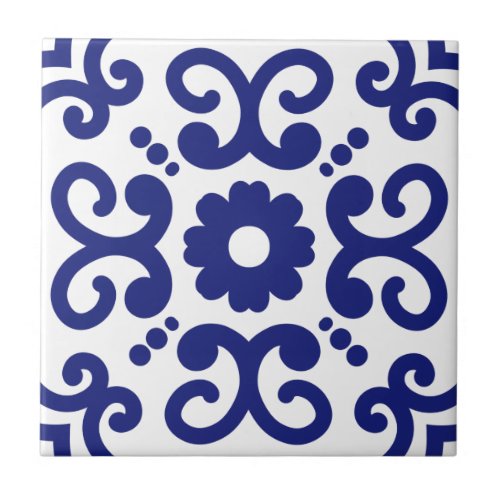 Azulejo Portuguese Mediterranean Blue White 03 Ceramic Tile
