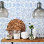 Azulejo Portuguese Mediterranean Modern Blue White Ceramic Tile<br><div class="desc">This ceramic tile is perfect for a modern new old traditional interior design or backsplash. The tile features a Portuguese Mediterranean style pattern in stylish fresh light blue and white color, perfect for any space. Use it as an accent piece in your kitchen, bathroom or living room. Available in two...</div>