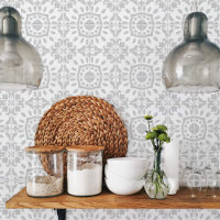Azulejo Portuguese Mediterranean Modern Grey White
