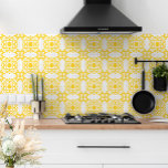 Azulejo Portuguese Mediterranean Yellow White 1 Ceramic Tile<br><div class="desc">Bring a touch of the warm and sunny Mediterranean into your home with our stylish Portuguese ceramic tile! Featuring a stunning warm yellow pattern on a crisp white background, this tile is the perfect addition to any interior design or backsplash in need of a sunny and optimistic feel. Its unique...</div>