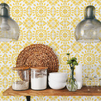 Azulejo Portuguese Mediterranean Yellow White 4