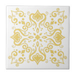 Azulejo Portuguese Mediterranean Yellow White A01a Ceramic Tile<br><div class="desc">Stylish Original Azulejo Portuguese Mediterranean Traditional but still Modern style pattern ceramic tile warm light yellow on a white background. Perfect for interior design or backsplash. For other color variations contact the designer. You can check how the pattern looks like when the tiles are put together on this link: https://www.zazzle.com/azulejo_yellow_white_pattern_a01a_scrapbook_paper-256633987546354180...</div>