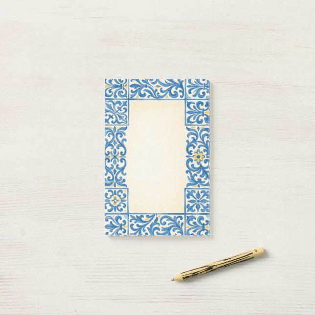 Azulejo Portuguese stationary watercolor design Post-it Notes (On Desk)