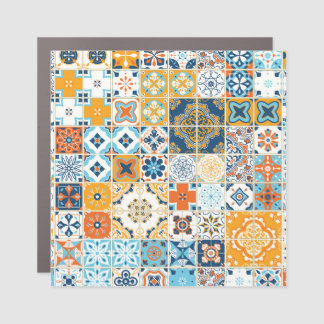 Azulejo Portuguese Tiles: Multicolor Vintage Car Magnet