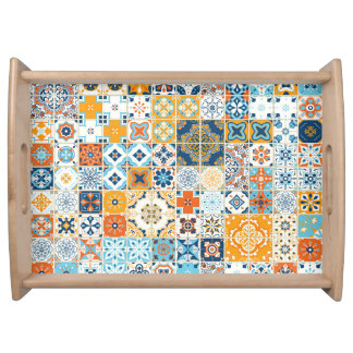 Azulejo Portuguese Tiles: Multicolor Vintage Serving Tray