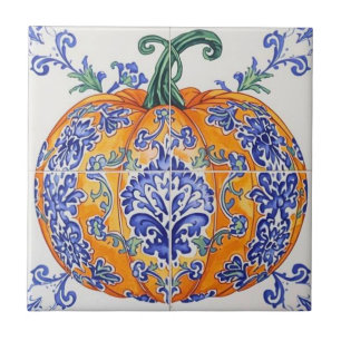 Azulejo pumpkin orange mosaic vintage bulk ceramic tile