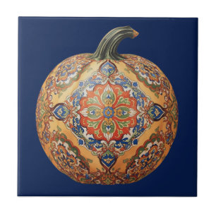Azulejo pumpkin orange mosaic vintage bulk ceramic tile