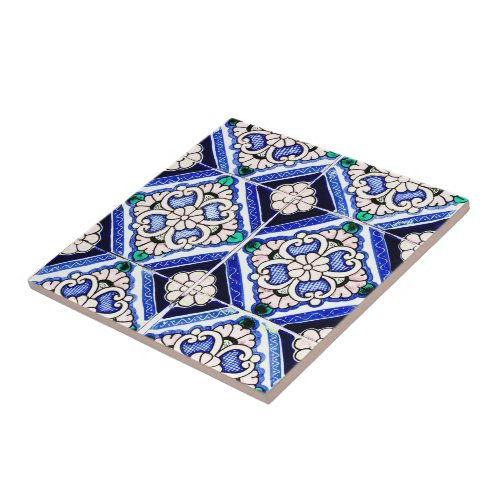 Azulejo Spanish Pattern Tiles Navy Blue White