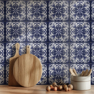 Azulejo Style Indigo Blue Mediterranean  Ceramic Tile