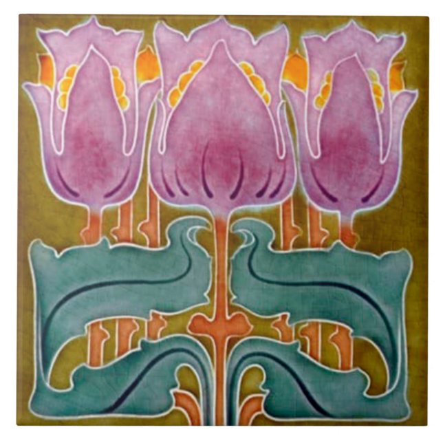 Azulejo Tile art nouveau style decorative fireplac (Front)