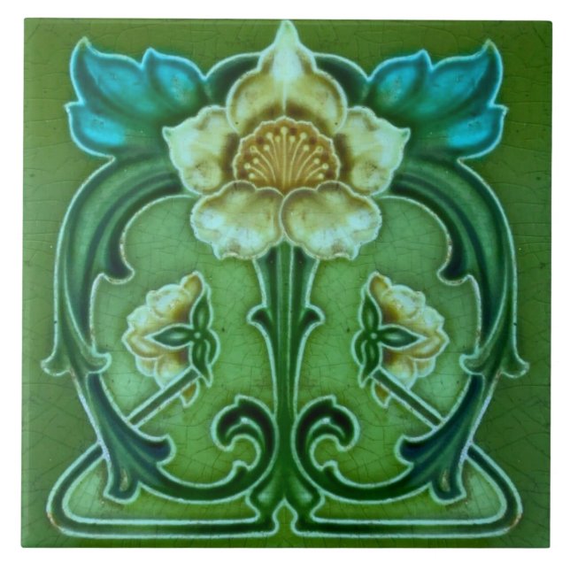 Azulejo Tile art nouveau style decorative fireplac (Front)
