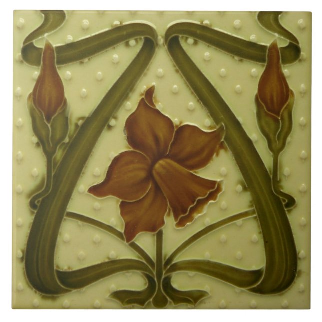 Azulejo Tile art nouveau style decorative fireplac (Front)