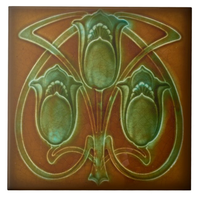 Azulejo Tile art nouveau style decorative fireplac (Front)