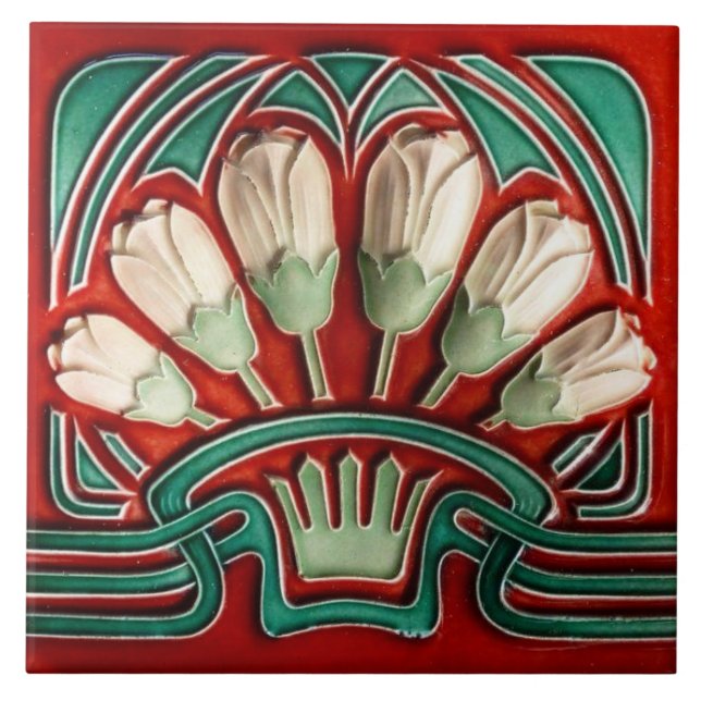 Azulejo Tile art nouveau style decorative fireplac (Front)