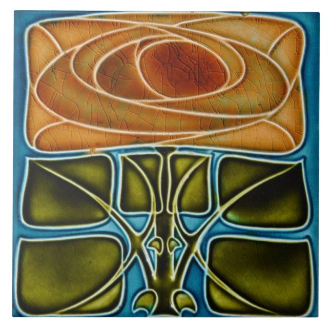 Azulejo Tile art nouveau style decorative fireplac (Front)