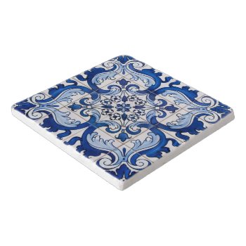 Azulejo Tile Floral Pattern Trivet by wheresmymojo at Zazzle