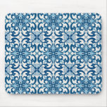 Azulejo Tile Pattern Indigo Blue White Mouse Pad at Zazzle