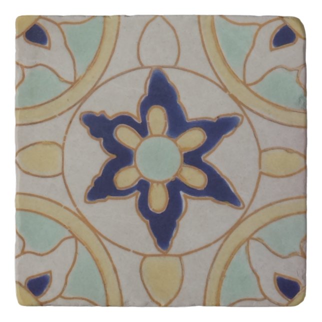 Azulejo Tile Trivet – Floral Blue (Front)