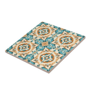 Azulejo Turquoise Mocha Delight Ceramic Tile