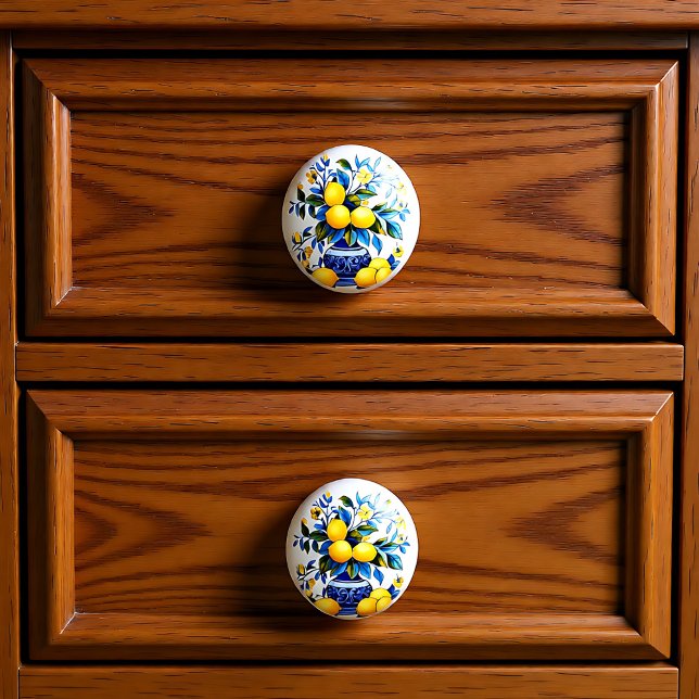 💙💛 Azulejos Amalfi Lemons Ceramic Knob (💙💛 Azulejos Amalfi Lemons Ceramic Knob)