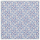 Azulejos Blue Floral Pattern Fabric