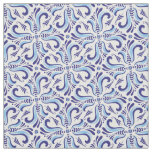 Azulejos Blue Floral Pattern Fabric